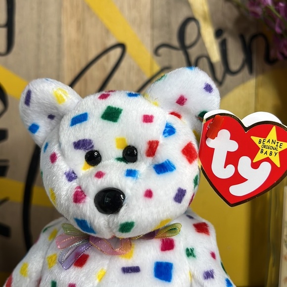 Ty K2 Beanie baby Celebration Confetti Themed Bear - Picture 4 of 9